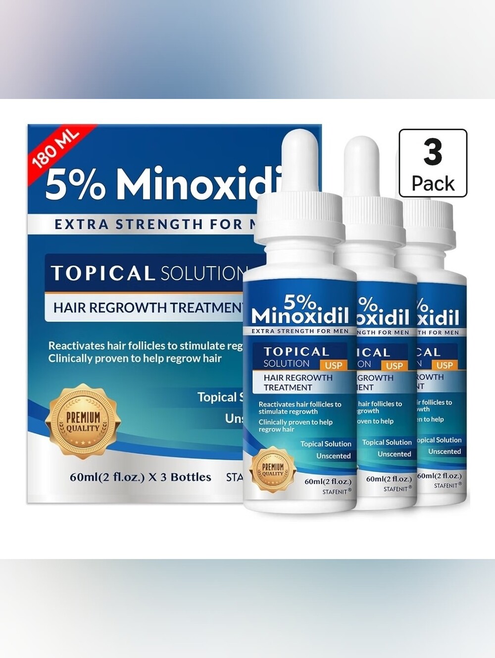 Stafenit 5% Minoxidil Hair Growth for Men and Women: Extra Strength Serum